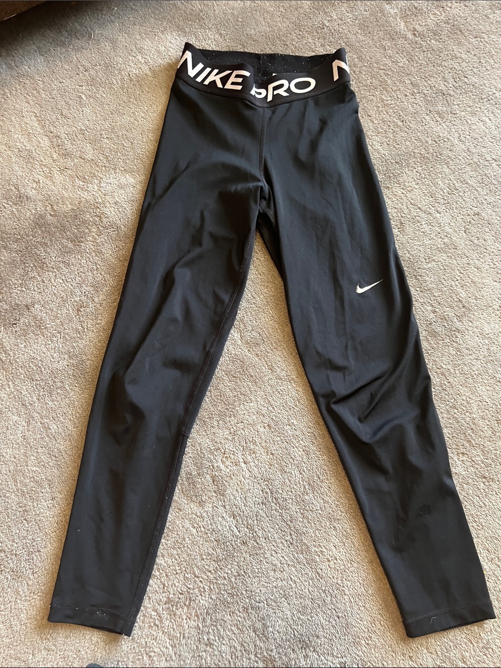 Nike Pro Girls' Logo Waist Black Leggings